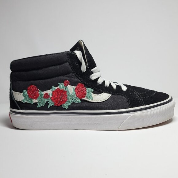 Vans Shoes - Vans Sk8-Hi Rose Embroidery Black/White Women's 7 Men's 5.5